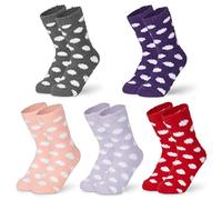 CityComfort Chaussettes Femme Hiver, Multipack Chaussettes Chaudes Femme, Chaussettes de Nuit Pilou Cocooning, Grosse Chaussettes de Lit ou d'Intérieur, Taille Unique (Multi Pois)