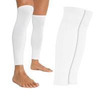 CityComfort Chaussettes Foot Homme Chaussettes de Foot sans Pied Jambiere Foot Manchon Chaussette Football Sock Sleeve Sportswear Homme Taille Unique (Blanc, 1 Lot)