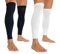 CityComfort Chaussettes Foot Homme Chaussettes de Foot sans Pied Jambiere Foot Manchon Chaussette Football Sock Sleeve Sportswear Homme Taille Unique (Blanc/Navy, Lot de 2)