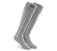 CityComfort Chaussettes Hautes Montantes Femme Chaussette au Genou Mi-bas Tricot (Gris Clair)