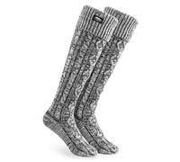 CityComfort Chaussettes Hautes Montantes Femme Chaussette au Genou Mi-bas Tricot (Noir Chiné)