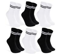 CityComfort Chaussettes Mi-Mollet Homme Lot Multipack Paires de Chaussettes Homme Rayures Sportswear Noir Blanc Couleur Tailles 39-42 et 42-45 (Noir/Blanc, 39-42 EU, Lot de 6)