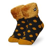 CityComfort Chausson Chaussette Femme Fantaisie - Chaussettes Femme Hiver Antidérapante (Jaune à Pois) - Taille Unique