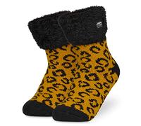 CityComfort Chausson Chaussette Femme Fantaisie - Chaussettes Femme Hiver Antidérapante (Jaune Leopard)