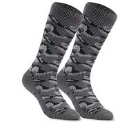 CityComfort Chausson Chaussette Homme - Chaussettes Antidérapantes Avec Fourrure Épaisse Motif Camouflage En Bleu Marine Ou Gris - Taille Unique 38-44 (Gris)