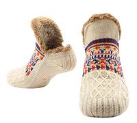 CityComfort Chausson Chaussette Homme, Chaussettes Fantaisie Fourrées Polaire - Taille Unique (Crème)