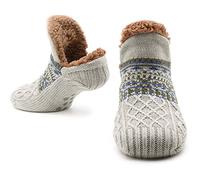 CityComfort Chausson Chaussette Homme, Chaussettes Fantaisie Fourrées Polaire - Taille Unique (Gris Clair)