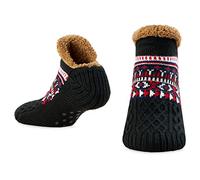 CityComfort Chausson Chaussette Homme, Chaussettes Fantaisie Fourrées Polaire - Taille Unique (Noir)