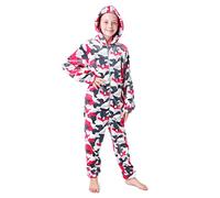 CityComfort Combinaison Pyjama Enfant, Grenouillère Surpyjama en Polaire, Combi Pyjama Enfant Garcon Fille Ado Gamer, Onesie Tout Doux Pilou Pilou 7-14 Ans (Rose Camo, 9-10 Ans)
