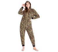CityComfort Combinaison Pyjama Femme, Grenouillère Femme Pyjama Onesie Tout en Un en Polaire S-XL (Brun Leopard, M)
