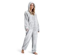 CityComfort Combinaison Pyjama Femme, Grenouillère Femme Pyjama Onesie Tout en Un en Polaire S-XL (Gris Deux Tons, L)