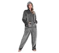 CityComfort Combinaison Pyjama Femme, Grenouillère Femme Pyjama Onesie Tout en Un en Polaire S-XL (Gris Foncé, M)