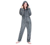 CityComfort Combinaison Pyjama Femme, Grenouillère Femme Pyjama Onesie Tout en Un en Polaire S-XL (Gris, XL)