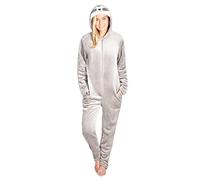 CityComfort Combinaison Pyjama Femme, Grenouillère Femme Pyjama Onesie Tout en Un en Polaire S-XL (Paresseux Gris, L)