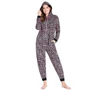 CityComfort Combinaison Pyjama Femme, Grenouillère Femme Pyjama Onesie Tout en Un en Polaire S-XL (Rose Leopard, XL)