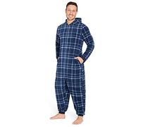 CityComfort Combinaison Pyjama Homme Grenouillere Homme Combi Pyjama Onesie Tout en Un Chaud en Polaire M-3XL (Bleu Carreaux, 2XL)