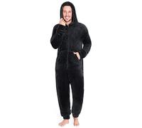 CityComfort Combinaison Pyjama Homme Grenouillere Homme Combi Pyjama Onesie Tout en Un Chaud en Polaire M-3XL (Noir, XL)