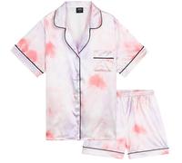 CityComfort Ensembles de Pyjama Fille et Ado Ensembles de Nuit d'Été Boutons Short Pyjama Satin Loungewear Set Vêtement de Nuit à Manche Courte (11-12 Ans, Multi Teinture à Nouer)