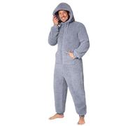 CityComfort Grenouillère Homme Combinaison Pyjama Homme Combi Pyjama Onesie Tout en Un Chaud en Polaire Peluche M-3XL (Gris, XL)