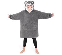 CityComfort Oversize Pull Plaid Enfant Fille Douce Couverture à Capuche Sherpa Douillette Sweat Ado Idée Cadeau (Gris Koala)