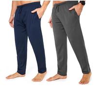 CityComfort Pantalon Pyjama Homme, Pantalons de Détente en Jersey avec Poches, Lot de 2 (2XL, Navy/Gris, Taille à cordon)