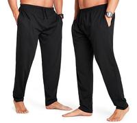 CityComfort Pantalon Pyjama Homme, Pantalons de Détente en Jersey avec Poches, Lot de 2 (2XL, Noir/Noir, Taille à Cordon)
