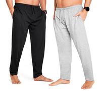 CityComfort Pantalon Pyjama Homme, Pantalons de Détente en Jersey avec Poches, Lot de 2 (3XL, Gris/Noir, Taille à cordon)