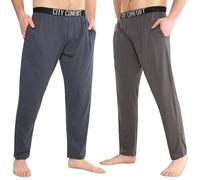 CityComfort Pantalon Pyjama Homme, Pantalons de Détente en Jersey avec Poches, Lot de 2 (3XL, Navy/Gris, Taille élastiquée)