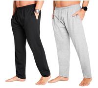 CityComfort Pantalon Pyjama Homme, Pantalons de Détente en Jersey avec Poches, Lot de 2 (4XL, Gris/Noir, Taille à cordon)