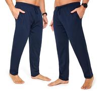 CityComfort Pantalon Pyjama Homme, Pantalons de Détente en Jersey avec Poches, Lot de 2 (L, Navy/Navy, Taille à cordon)