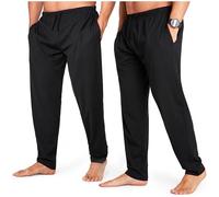 CityComfort Pantalon Pyjama Homme, Pantalons de Détente en Jersey avec Poches, Lot de 2 (L, Noir/Noir, Taille à Cordon)