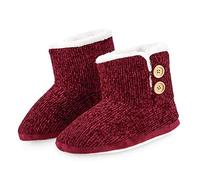 CityComfort Pantoufles pour femme en fausse fourrure avec semelle en caoutchouc pour intérieur ou extérieur, Rouge, 35/36 EU