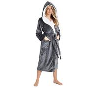CityComfort Peignoir de bain en polaire douce pour femme - Robe de chambre - Gris - XL