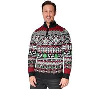 CityComfort Pull de Noël Homme Tricot Festif Rennes Bonhomme de Neige Christmas Jumper Pull Homme Couple Famille Ado Garcon Grande Taille M-XXL (Noir/Rouge, 2XL)