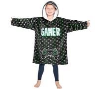 CityComfort Pull Plaid Enfant, Sweat Oversize en Polaire Enfant Ado (Vert/Noir)
