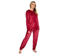 CityComfort Pyjama Femme - Ensembles de Pyjama à Pois en Polaire (S, Rouge)