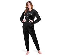 CityComfort Pyjama Femme, Ensembles de Pyjama Femme Chaud en Polaire (Noir, L)