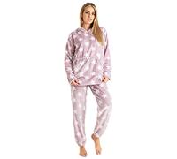 CityComfort Pyjama Femme Hiver Polaire, Ensemble Pyjama Chaud à Capuche pour Femme Ado, Idée Cadeau pour Elle (Étoile Rose, L)
