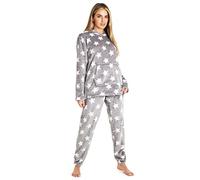 CityComfort Pyjama Femme Hiver Polaire, Ensemble Pyjama Chaud à Capuche pour Femme Ado, Idée Cadeau pour Elle (Étoile Grise, XL)