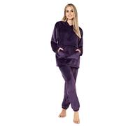 CityComfort Pyjama Femme Hiver Polaire, Ensemble Pyjama Chaud à Capuche pour Femme Ado, Idée Cadeau pour Elle (Violete, M)