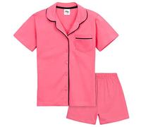 CityComfort Pyjama Fille Ado Ensemble Pyjama Été Doux Respirant Chemise de Nuit Manche Courte Boutonné et Short Fille Cadeau pour Elle (13-14 Ans, Rose)