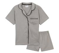 CityComfort Pyjama Fille Ado Ensemble Pyjama Été Doux Respirant Chemise de Nuit Manche Courte Boutonné et Short Fille Cadeau pour Elle (11-12 Ans, Gris)