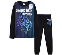 CityComfort Pyjama Garçon Gaming, Ensemble Pyjama Enfant et Ado Long, Thème Jeu Vidéo pour Nuit ou Détente, Cadeau Gamer (13-14 Ans, Noir/Bleu Gaming)