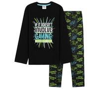 CityComfort Pyjama Garçon Gaming, Ensemble Pyjama Enfant et Ado Long, Thème Jeu Vidéo pour Nuit ou Détente, Cadeau Gamer (11-12 Ans, Vert/Noir Gaming)