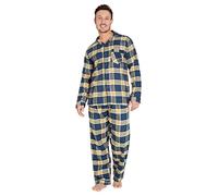 CityComfort Pyjama Homme, Ensemble de Pyjamas à Carreaux (Bleu/Moutarde, L)