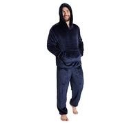 CityComfort Pyjama Homme, Ensemble De Pyjamas en Polaire Douce avec Pantalon Taille Élastique Et Pull à Capuche en Pilou Chaud, Idée Cadeau Ado ou Adulte (Bleu Marine, 2XL)