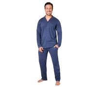 CityComfort Pyjama Homme Hiver Boutonné Devant - Ensemble Loungewear Vêtements de Nuit M-XXXL (Bleu, 3XL)
