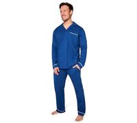 CityComfort Pyjama Homme Hiver Boutonné Devant Loungewear Vêtements de Nuit M-XXXL (Navy, XL)