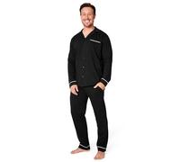 CityComfort Pyjama Homme Hiver Ensembles de Pyjama Homme Boutonné Devant Loungewear Homme Vêtements de Nuit Homme M-XXXL (Noir, 3XL)