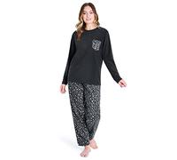 CityComfort Pyjama Polaire Femme et Ado Longues Doux et Chaud Idée Cadeau pour Elle (Noir/Léopard, L)